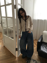 ヨシカラーマッチングVネックニットカーディガン