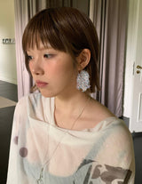 White flower tassel earrings