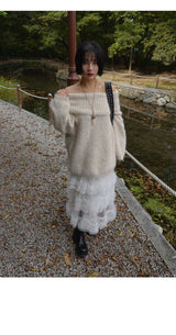 SHEER FRILL CAN CAN LONG SKIRT (WHITE, BLACK 2COLORS!)