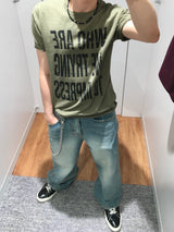 ソルティンセミフレアウォッシュ加工デニムパンツ
