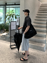 ルック グラス サマー デイリー ソフト チェック ショート スリーブ シャツ