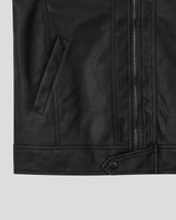 Kale Panel High-Neck Leather Jacket