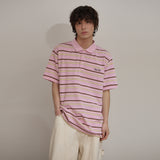 ストライプロゴピケハーフTシャツ