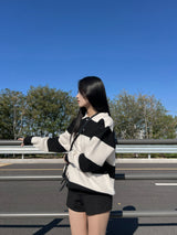 [UNISEX] Take Hachi Dangara Striped Collar Neck Long Sleeve Knit (5 colors)