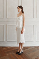Lisha wrap long skirt (white)