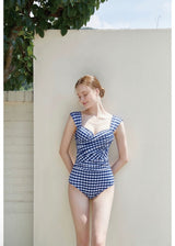 Mermaid swimsuit Blue check
