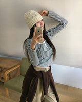 Color-Blocked Henley Neck Stripe T-Shirt