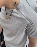 Cor zipper slim short-sleeve tee