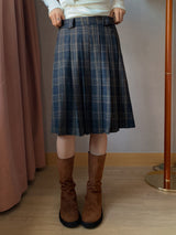  CHECK LOOP PLEATS SKIRT