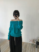 スラッシュモヘアオフショルダーニット (3 colors)