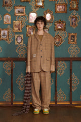 WOOL CHECK SLACKS / BEIGE