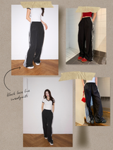 Black lace line sweatpants