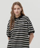 ストライプピケTシャツ [BLACK]