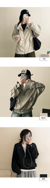 Port boxy shuffle neck slit jacket