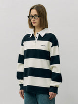 ストライプカラーTシャツ ネイビー+アイボリー