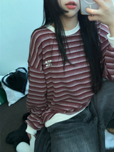 ストライプパッチスウェットシャツニット 🖤❤2COLOR
