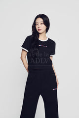 24FWベリーコラージュロゴクロップ半袖Tシャツ ブラック