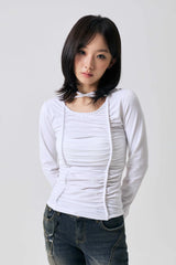LISE SHIRRING TOP / WHITE