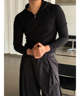 [기모] Slim golgi muscle hood half zip up(4color)