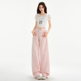 Cherry Blossom Pink Wide Leg Lyocell Denim Jeans