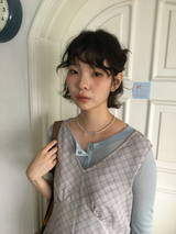 YWD チェックシフォンドレス (2color)