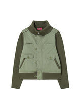 RIBBED HIGH NECK JACKET KHAKI