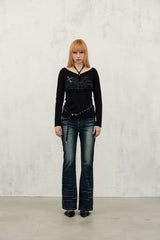 cross boots cut (blue)