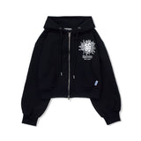 CHRYSTHEMUM HOODIE ZIP UP (BLACK)