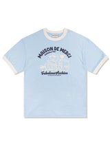 UNISEX オーバーフィットパピーサーフィンリンガーショートスリーブT　ライトブルー (FCE2TS401M)