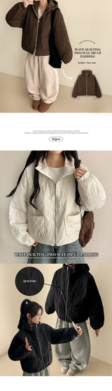 Tez Quilting Boxy Hoodie Lightweight Padding