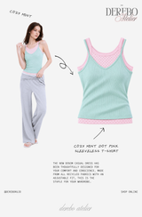 Cozy Mint Dot Pink Sleeveless T-shirt