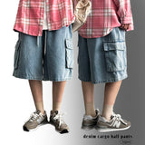 Liddy Banded Waist Denim Cargo Bermuda Shorts