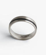 NR-302 Curved Black Line Matte Silver Surgical Ring