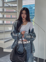Wings Track Gradient Pinch Denim Jacket