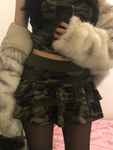 Camo Pattern Top & Skirt Set