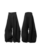 RELABEL Three-dimensional Composition (Lines and Corners) Horizontal And Vertical Combination Of Pleated And Draped Loose-fitting Scimitar Silhouette Suit Trousers