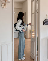 Peak wide denim pants