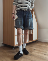 ロンディアンボウォッシュドハーフデニムパンツ