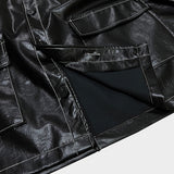 glossy strap shirt_black
