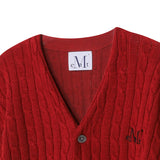 ヘルメスリーVネックケーブルニット UNISEX (4Color)