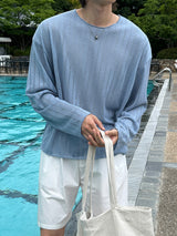 [1+1] LMN Laurent Ribbed See-Through Long-Sleeved T-Shirt (4 colors)