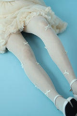 ribbon fishnet tights (ivory)