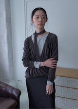 Lotus Drape Scarf Top (Brown)