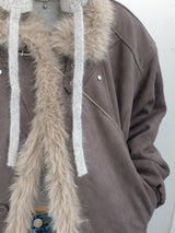 Milkfur high neck suede jumper