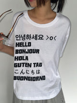 ボンジュハイレターセミクロップベーシックフィットショートスリーブTシャツ5カラー