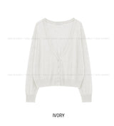 ディアリー シースルー ディープ Vネック カーディガン