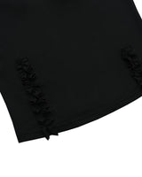back open ruffle top / black