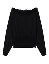 オフショルダー ラッフル トップ(BLACK)