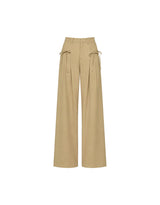 Ribbon Pintuck Wide Pants Sand Beige
