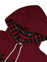 Oversized Fit Checkered Applique Hooded Burgundy (FCF3TS643M)